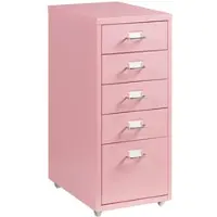 Helloshop26 - Büroschrank Rollcontainer mit 5 Schubladen 69 x 28 x 41 cm rosa 03_0009104