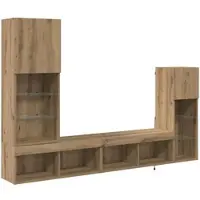 Helloshop26 - Minimalistisches modernes 4-teiliges TV-Wandm√∂bel mit praktischem Stauraum 40,5 x 30 x 102 cm Eichenholzoptik 02_0056092