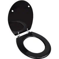 Helloshop26 - WC-Sitz mit Deckel WC-Becken Standard-WC-Sitz schwarzes MDF 02_0002879