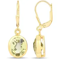 Vira Jewels Ohrhänger 925-Sterling Silber vergoldet Glänzend Lemon Quarz grün