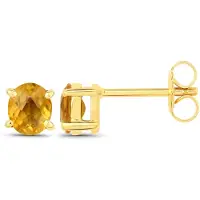 Vira Jewels Ohrstecker 925-Sterling Silber vergoldet Glänzend Citrin gelb