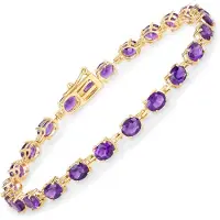 Vira Jewels Armband 925-Sterling Silber vergoldet Glänzend Amethyst lila