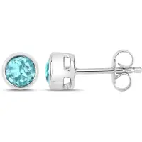 Vira Jewels Ohrstecker 925-Sterling Silber rhodiniert glänzend Apatit blau rund