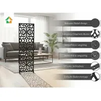 Prestige Home Living Outdoor Dekoratives Metallpaneel Metallsichtschutzwand ca. 150 x 50 cm - Schwarz Mosaik