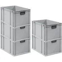 Proregal 5x Eurobox NextGen Portable Duo | HxBxT 32x40x60cm | 65 Liter | Eurobehälter, Transportbox, Transportbehälter, Stapelbehälter