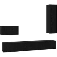 Helloshop26 - Minimalistisches wandmontiertes TV-Möbel 200 x 30 x 30 cm mit elegantem Stauraum aus schwarzem Eichenholzwerkstoff 02_0056025