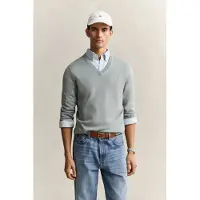 Gant Pullover Classic Cotton V-Neck Herren Ceramic Grey-L