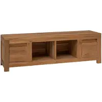 vidaXL TV-Schränk 110 x 30 x 35 cm Natur Massivholz Teak
