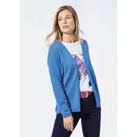 Goldner Kurzgröße: Offene Strickjacke in Kurzform in karibikblau | Gr.: 23