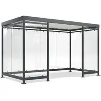 WSM Personenunterstand Köln K4 c/c BS, anthrazit, aus Metall, 3 Wände + Windfang aus Glas, 420 x 217cm (B/T), für 8 Personen