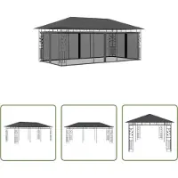 The Living Store Pavillon mit Moskitonetz 6x3x2,73 m Anthrazit