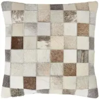 Homescapes PATCHWORK-KISSEN Fell & Leder 45/45 cm kariert