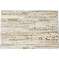 Homescapes TISCHSET 4er-Set grau-gold, Patchwork-Streifen, Fell & Leder, 30/46 cm