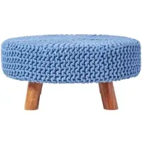 Homescapes STRICK-HOCKER blau, rund 62/62/30 cm