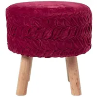 Homescapes SAMT-HOCKER Lyla, magenta plissiert, 40/40/41 cm