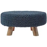 Homescapes STRICK-HOCKER schwarz, rund 62/62/30 cm