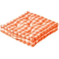 Homescapes SITZKISSEN orange-weiß kariert 50/50/10 cm