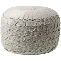 Homescapes SAMT-POUF Grace grau, plissiert in Flechtoptik, 50/50/35 cm