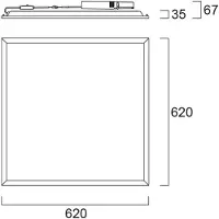 Sylvania LED-Einbaupanel START, weiß, 62x62 cm, on/off CCT 33 W UGR19 START, weiß / opal, für Arbeitszimmer / Büro, Metall