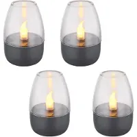 Globo Lighting 4er Set LED Solarleuchte, IP44, Akku, Edelstahl, grau, H 9cm