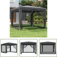 The Living Store Partyzelt mit 4 Mesh-Seitenwänden Anthrazit 3x3 m HDPE
