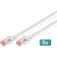 Digitus CAT 6 S/FTP Patchkabel, 5 Stück, 10 m, Cat6, S/FTP (S-STP), RJ-45, RJ-45, Weiß