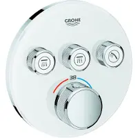 GROHE Grohtherm SmartControl Thermostat Fertigmontageset mit 3 Absperrventilen, runde Ausführung