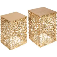 Invicta riess-ambiente Filigranes Beistelltisch 2er Set ABSTRACT LEAF 45cm gold Couchtisch Tisch