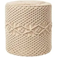 Homescapes SITZPOUF Astrid rund, natur im Makramee-Stil, 40/40/42 cm