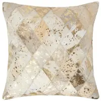 Homescapes PATCHWORK-KISSEN Fell & Leder 45/45 cm Rautenmuster