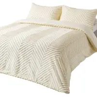Homescapes Perkal Bettwäsche 260 x 220 cm off-white aus 100% Baumwolle, getuftet mit Chevron-Muster