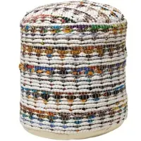 Homescapes SITZPOUF rund, creme-bunt gemustert 40/40/45 cm