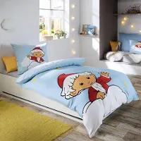 Fleuresse Mako-Satin Bettwäsche Sandmann blau 135x200 cm + 80x80 cm