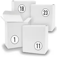 Itenga Adventskalender zum Füllen 24x Quader WEISS + Sticker V07 Z09