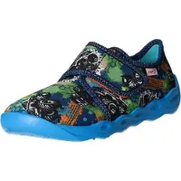 Superfit Hausschuh BUBBLE Blau mit Monstertruck-Motiven Klettverschluss Kaltfutter