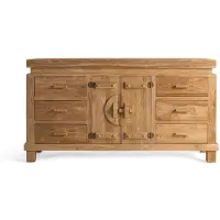 GINER Y COLOMER Sideboard aus massivem Teakholz mit 2 Türen und 6 Schubladen | Gr.: onesize