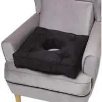Homescapes SITZKISSEN mit Aussparung schwarz 50/50/10 cm – Entlastungskissen, Velours