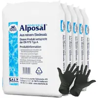 Paradies Pool Alposal Poolsalz 125 kg, Schwimmbadsalz, Chlorinator geeignet, Salzelektrolyse, Siedesalz inklusiv 1 Paar ARNOMED Einweghandschuh
