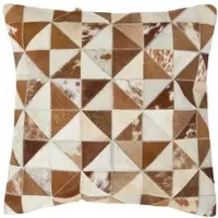 Homescapes PATCHWORK-KISSEN Fell & Leder 45/45 cm geometrisch