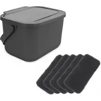 Practic 6-Liter-Behälter für Bioabfälle grau Bini + 5x Aktivkohlefilter