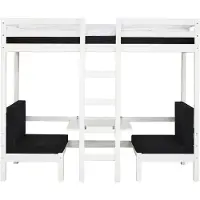 Ebuy24 BasicJumbo Hochbett mit schwarzem Sofa, Schreibtisch und inkl. Lattenroste.