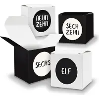 Itenga Adventskalender zum Füllen 24x Würfel 5cm SCHWARZ + WEIß + Sticker V17 Z23