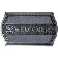 Homescapes FUSSMATTE Welcome silber-grau, geschwungen 45/75 cm