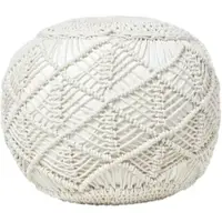 Homescapes POUF creme im Makramee-Stil, 40/40/35 cm