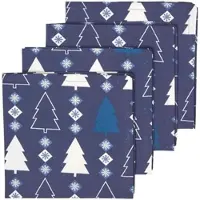 Homescapes WEIHNACHTSSERVIETTEN Winterland, 4er-Set blaue Stoffservietten 45/45 cm