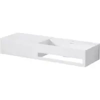Steinberg Serie 443 Wand-Waschtisch, Auszug links, Handtuchhalter rechts, 1200x400x200mm, 1 Hahnloch, mit Überlauf, SOLIDSurface, 4437215W