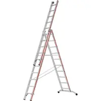 Hymer Stufenmehrzweckleiter mit Wandlaufrollen 3x10 Sprossen/Stufen