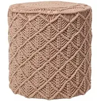 Homescapes SITZPOUF Delilah rund, hellbraun im Makramee-Stil, 40/40/42 cm