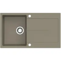 Sotech Einbauspüle Atlanta D-100 860 x 500 mm betongrau – Einzelbecken mit Abtropffläche, inkl. Siphon