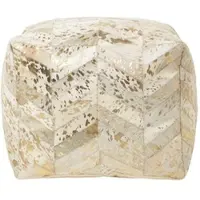 Homescapes PATCHWORK-SITZPOUF Fell creme-gold, 50/50/40 cm